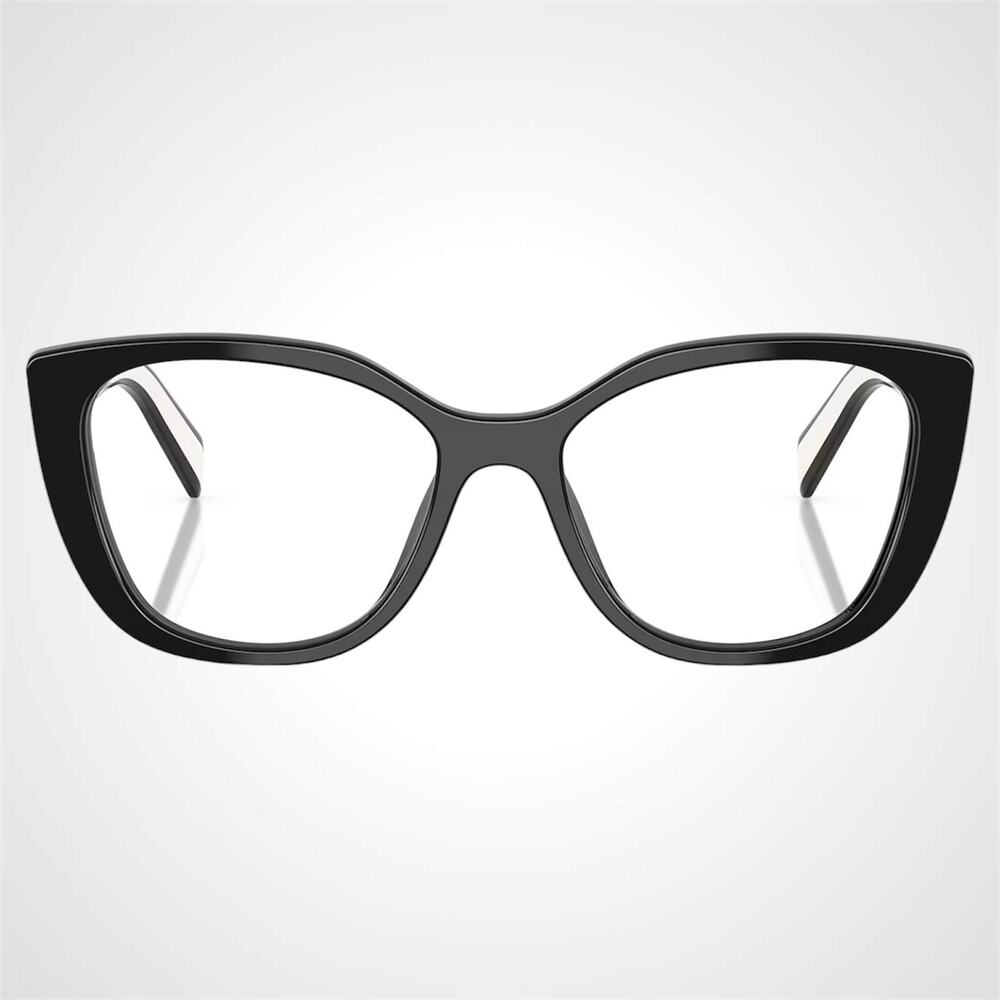 New PRADA Eyeglasses Cat Eye Black White Gold 53-17-140 Womens - Picture 4 of 6